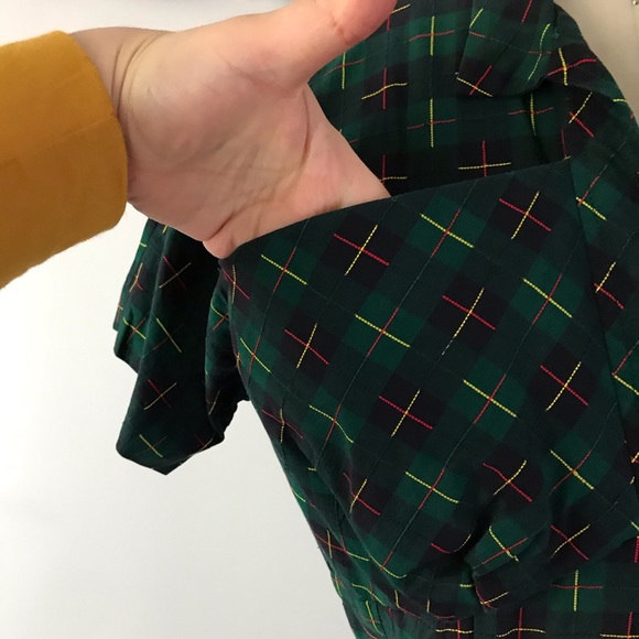 1940s 50s Young Comopolitan Plaid Green Dress XS - Picture 4 of 9